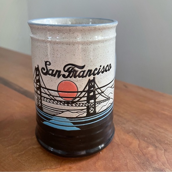 Vintage Speckled Large 5" Stoneware Mug San Francisco Golden Gate Monterey Japan - Picture 5 of 7